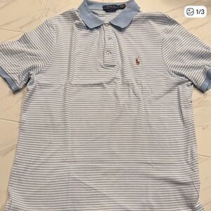 Polo by Ralph Lauren Light Blue & White Striped Men's Polo Shirt